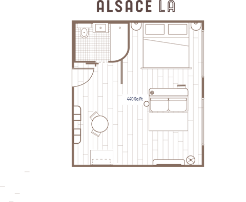 Floor plan for studio, 1 bath, 440 sqft